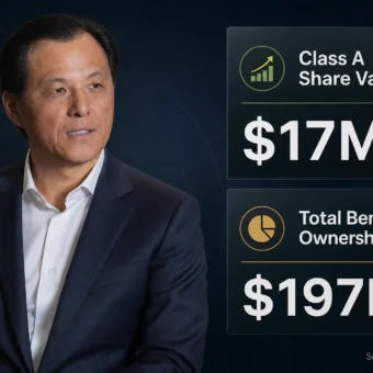Anthony Hsieh LDI infographic showing $17M Class A share value and $197M total beneficial ownership in May 2026