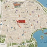 Map of Hanoi Old Quarter showing Ta Hien Street, Hoan Kiem Lake, Dong Xuan Market, and nearby landmarks.