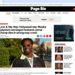 Page Six-style screenshot showing headline about Jamar Champ, Masika Kalysha’s estranged husband, and a wrong-way crash report.