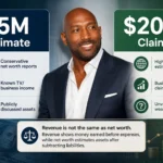 Martell Holt net worth comparison infographic showing $5M estimate versus $20M claim