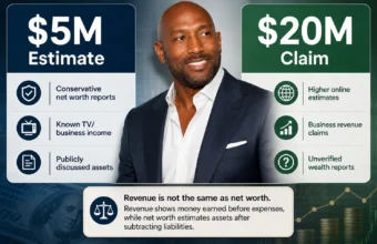 Martell Holt net worth comparison infographic showing $5M estimate versus $20M claim