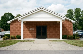 Morgan Funeral Home Lewisburg exterior with brick entrance and front sign