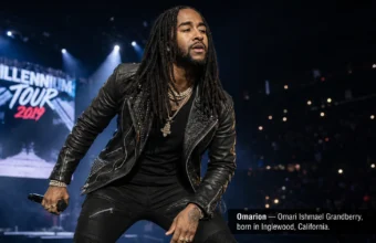 Omarion performing live on stage at the Millennium Tour 2019 for an article about Omarion's parents nationality.