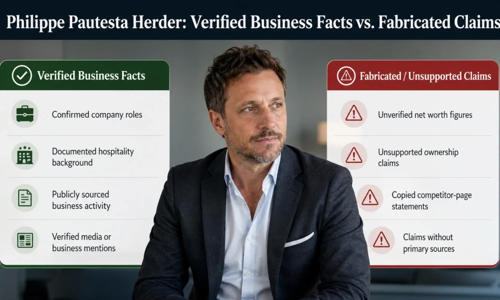 Philippe Pautesta Herder business facts comparison graphic showing verified claims versus unsupported claims.