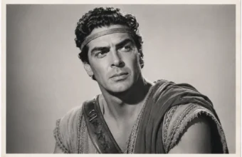 Black-and-white Samson-era Hollywood studio portrait for Victor Mature net worth article