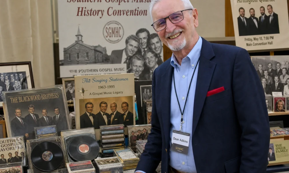 Dean Adkins MI at Southern Gospel Music History Convention with vintage gospel records