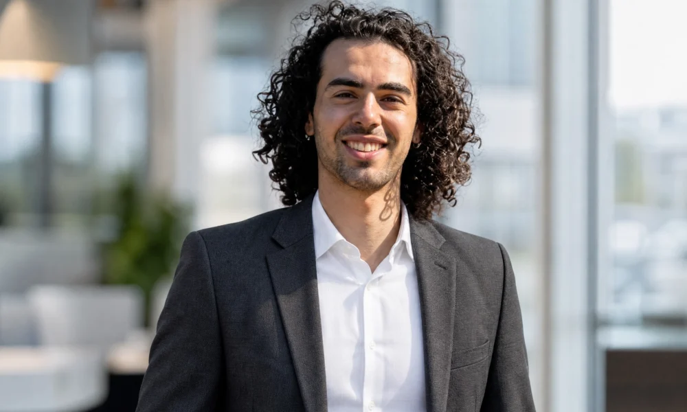 Edoardo Cristoni portrait-style image showing a smiling man in a dark suit