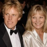 Gary Busey and Judy Helkenberg smiling together at a formal gala dinner in Los Angeles, circa 1985.