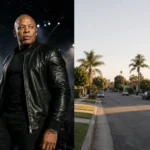 Split-frame editorial image showing a concert performer beside a quiet Los Angeles residential street, symbolizing Marcel Young’s private life away from fame.
