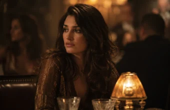 Actress portraying Mirtha Jung in a warm nightclub scene inspired by the movie Blow.
