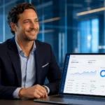 Tom Villante portrait-style business image with fintech payment dashboard
