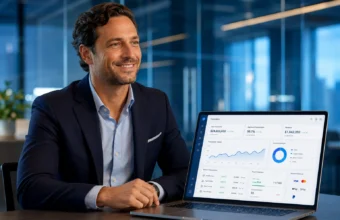 Tom Villante portrait-style business image with fintech payment dashboard