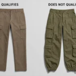 Side-by-side comparison of work-appropriate cargo pants and utility cargo pants with labeled features.