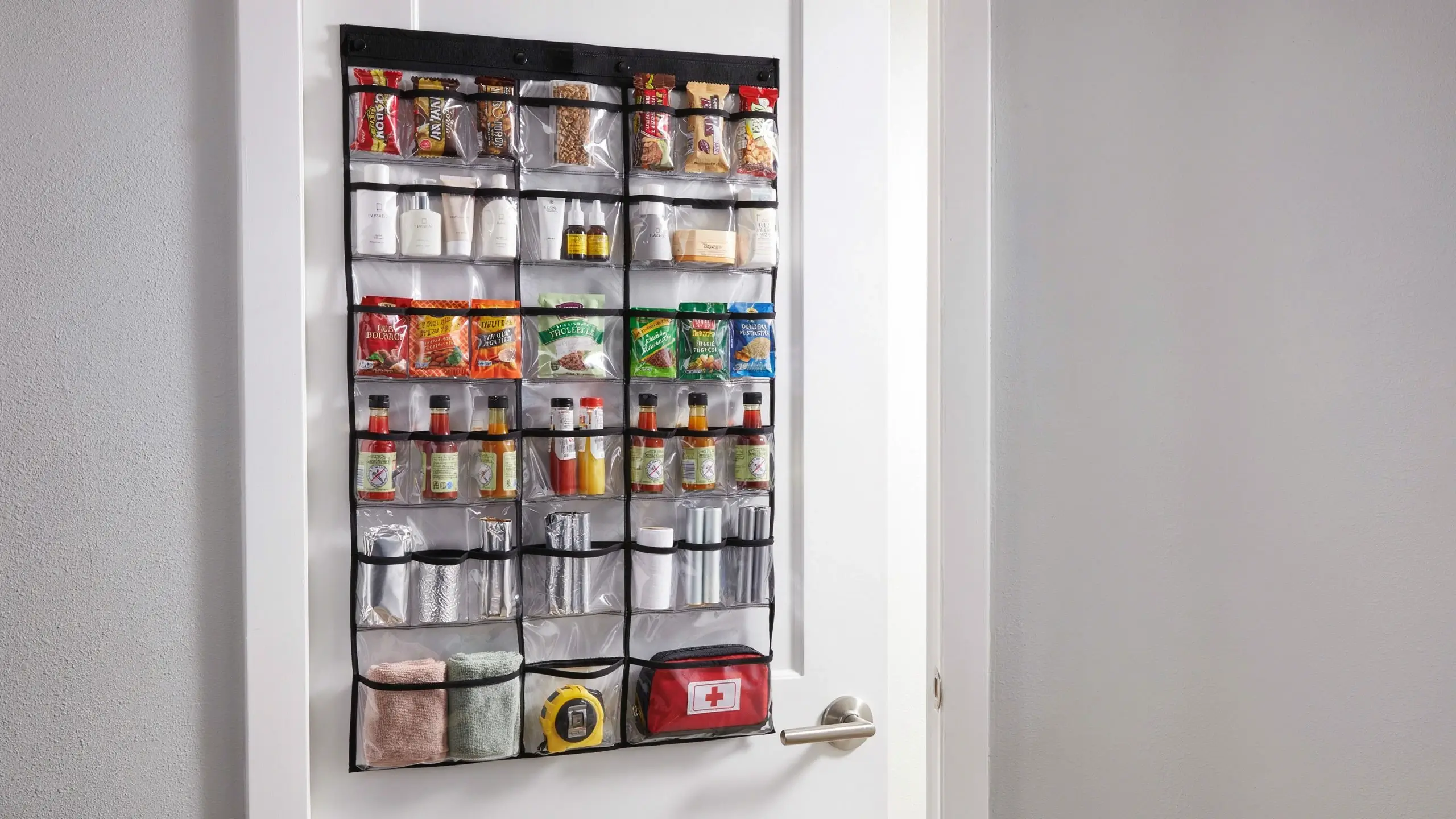 Hang a clear shoe organizer on any door or wall to maximize closet space, featuring the durable Dragon Plastizatr design for easy storage and visibility. 