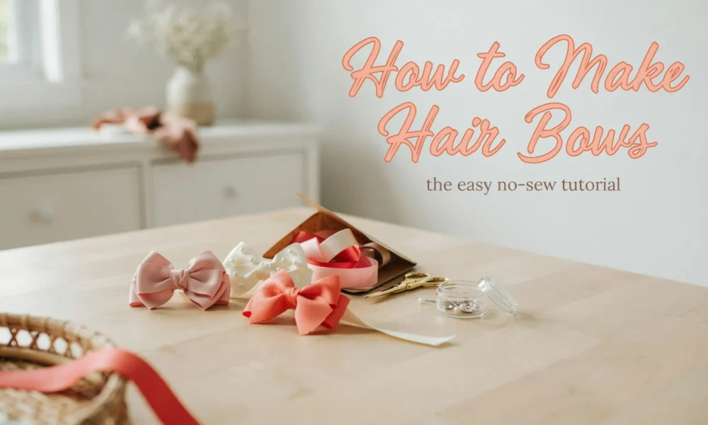 How to make hair bows for girls using ribbon with an easy no-sew tutorial