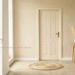 raphic design posing the question of whether to paint an interior door or the wall, featuring a modern white door and wall section.